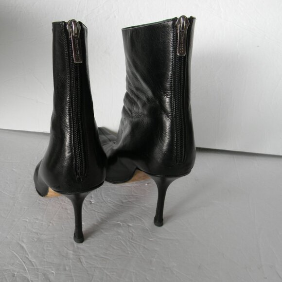 JIMMY CHOO BLACK GLOSSY LEATHER POINTY TOE STILETTO HEEL ANKLE BOOTS SZ 40 - Picture 2 of 8